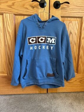 CCM Blue Crewneck Hockey Hoodie with Patch Logo